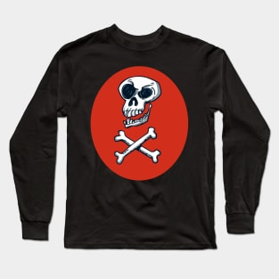 skull and crossbones cartoon style funny illustration Long Sleeve T-Shirt